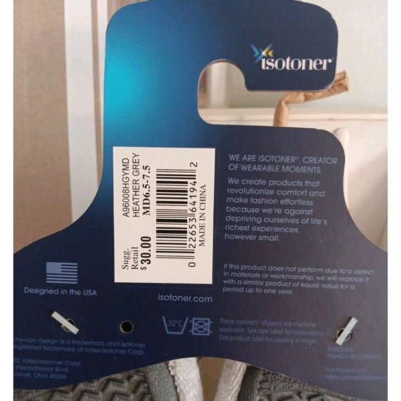 ISOTONERS (M) Terry Ballerina Slippers Heather Gray Sz 6.5-7.5 Comfy Loungewear - Picture 4 of 4